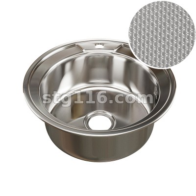 Мойка нерж. круг d51(0.8)(глубина чаши 18) с сифоном ДЕКОР