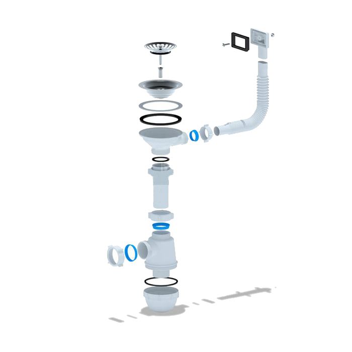 Сифон ГРОТ 3 1/2 х40 (А0145S) с переливом для мойки (10)